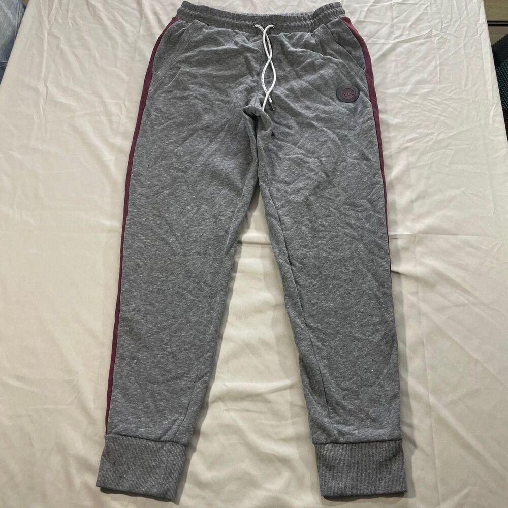 Michael Kors Sweatpants Gray Joggers Stripe Side Trackpants Drawstring Women's M